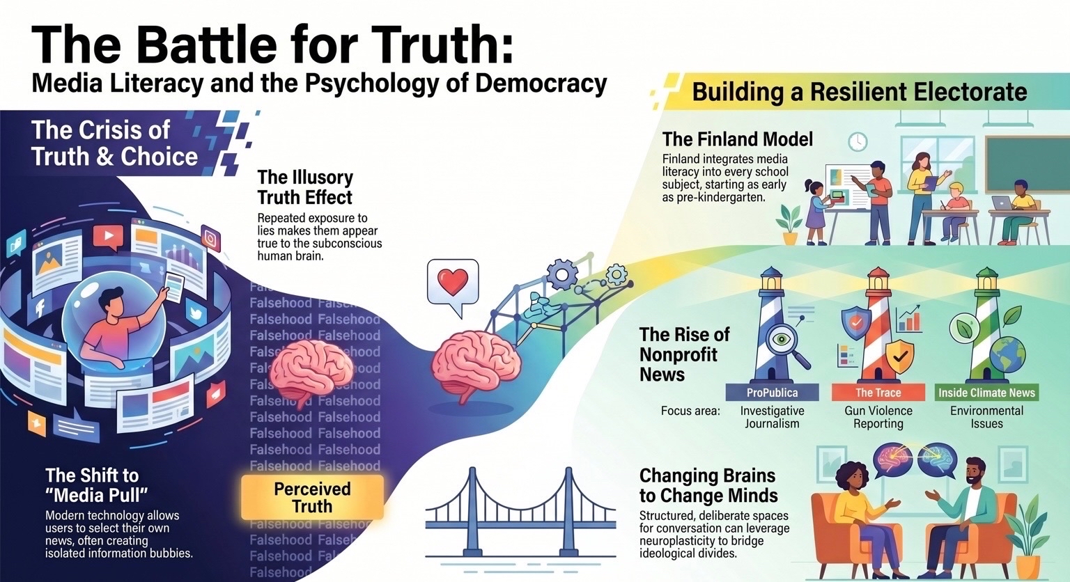 Democracy on Fire voter explainer artwork: the battle for truth.